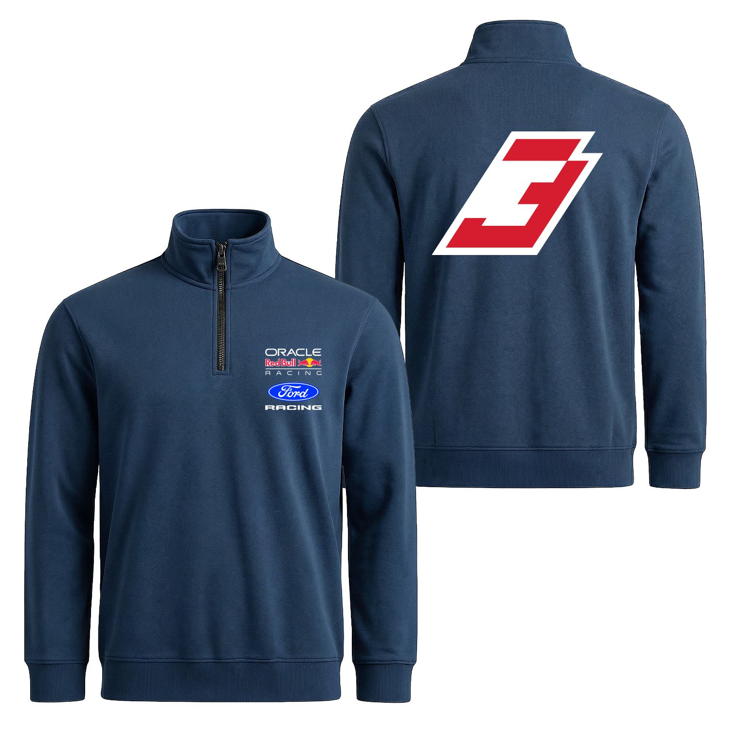 Max Verstappen Red Bull Jersey Yarım Fermuarlı Sweatshirt L - İndigo Mavisi