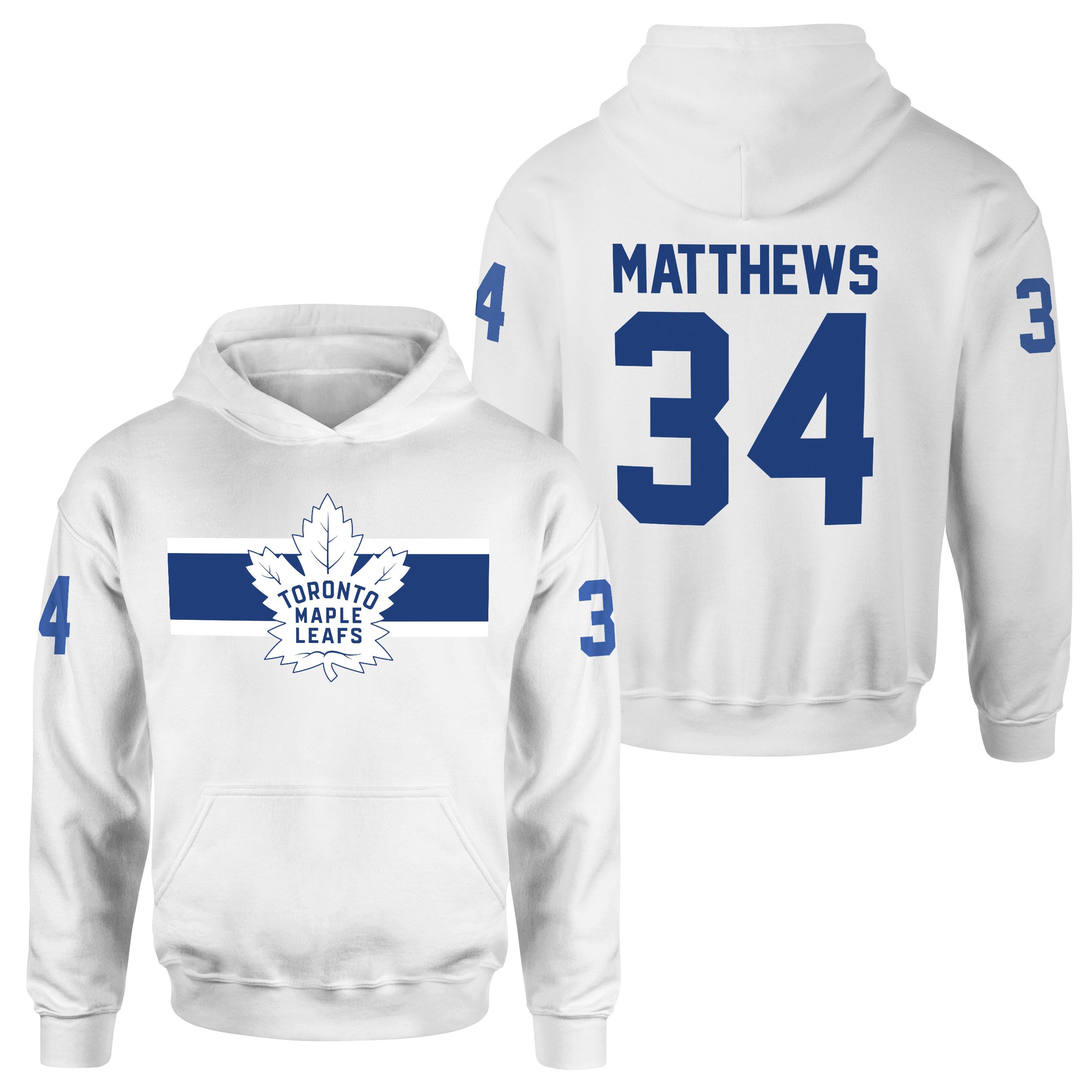 Auston Matthews Toronto Maple Leafs B NHL Jersey Hoodie M - Beyaz