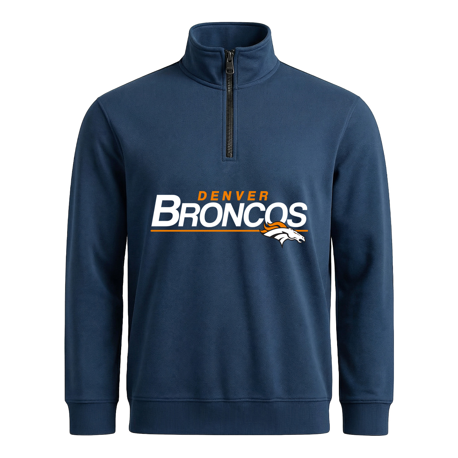 Denver BRONCOS Yarım Fermuarlı Sweatshirt M - İndigo Mavisi