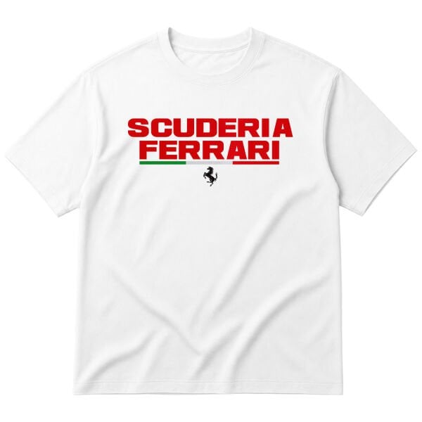 Scuderia Ferrari Italia Reds Text Oversize Tişört