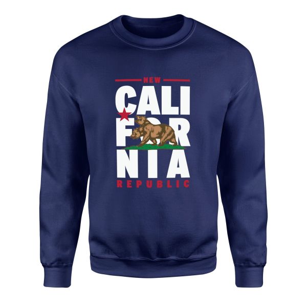 New California Republic Banner Sweatshirt XL - İndigo Mavisi