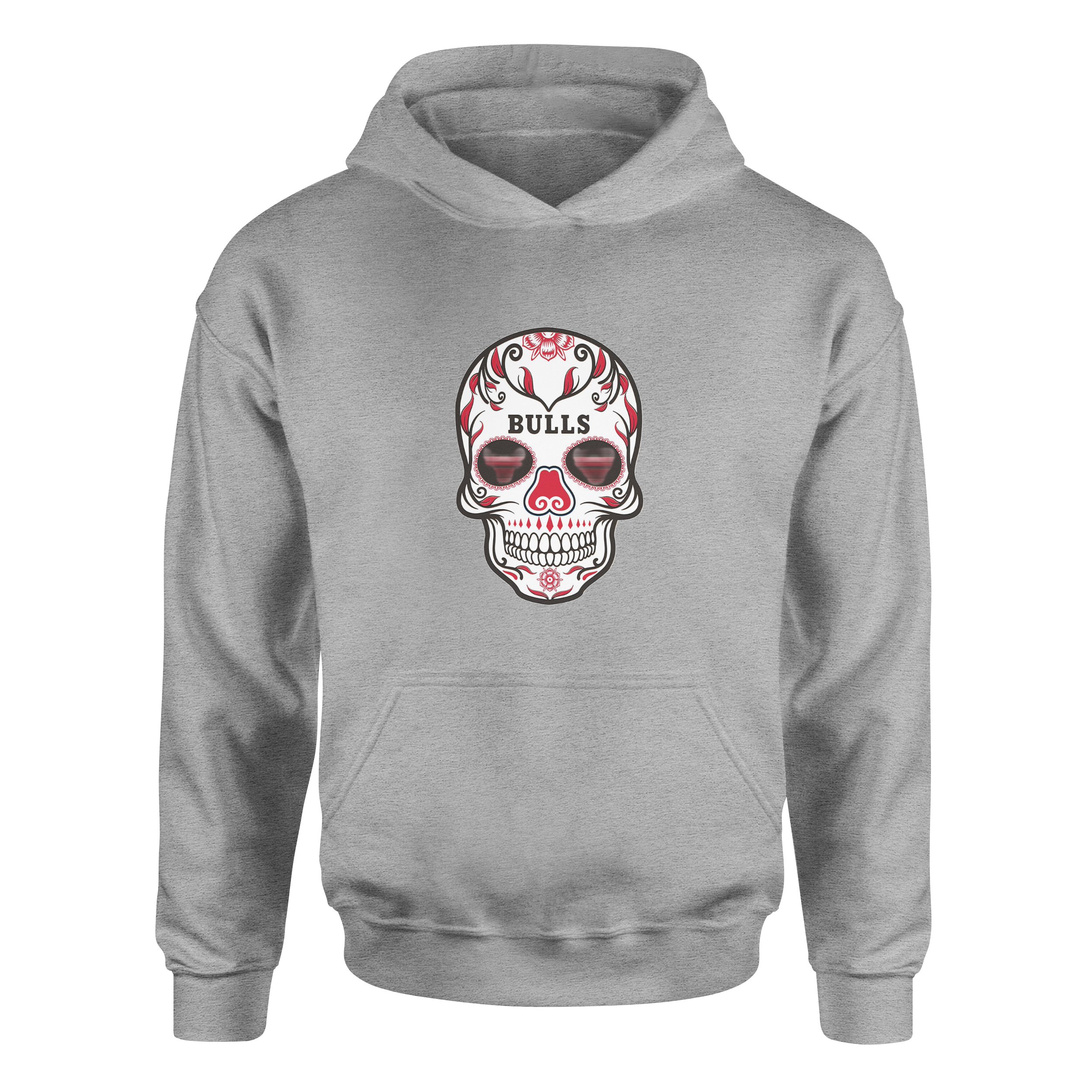Bulls Skull Hoodie L - Gri