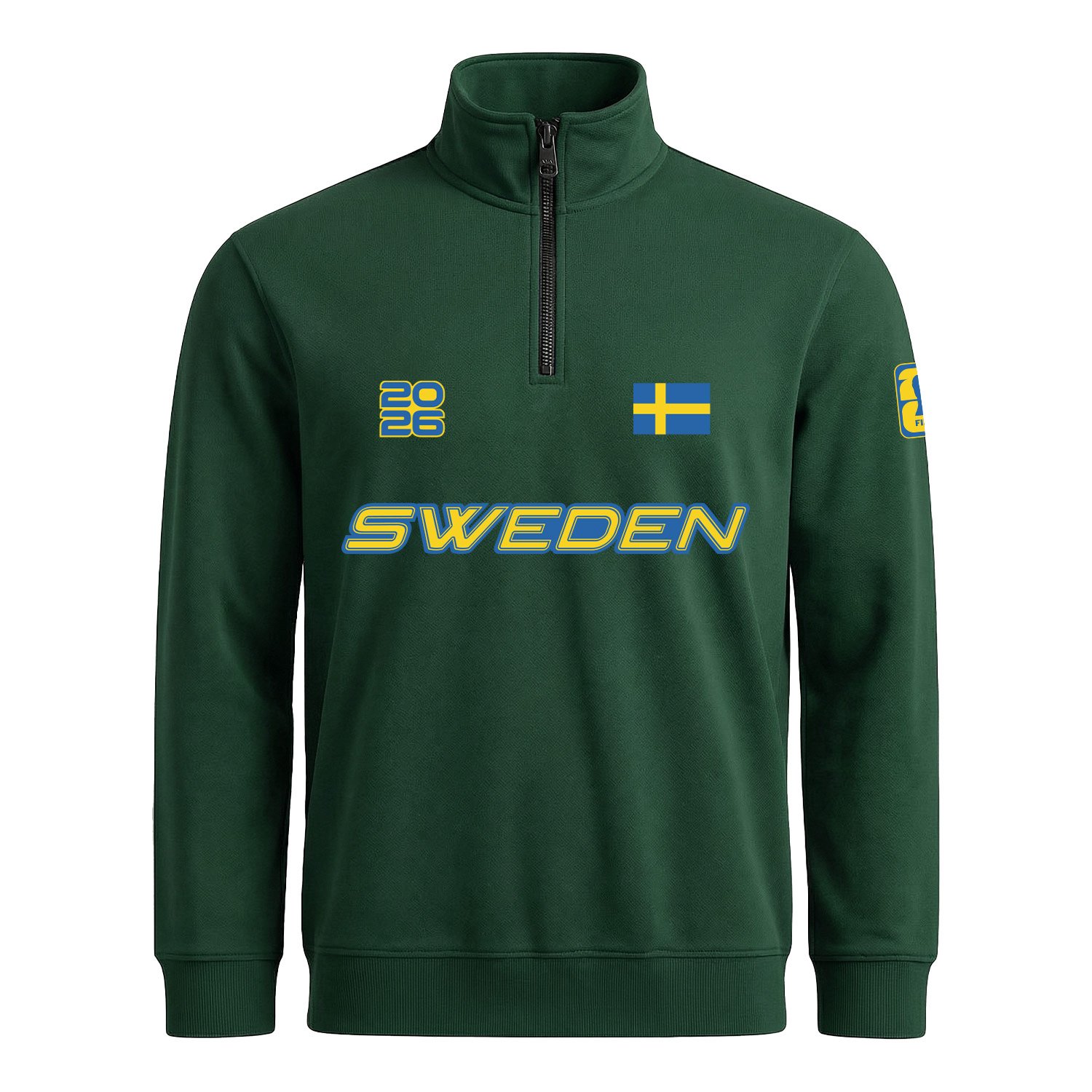 İsveç 2026 Yarım Fermuarlı Sweatshirt L - Nefti Yeşili