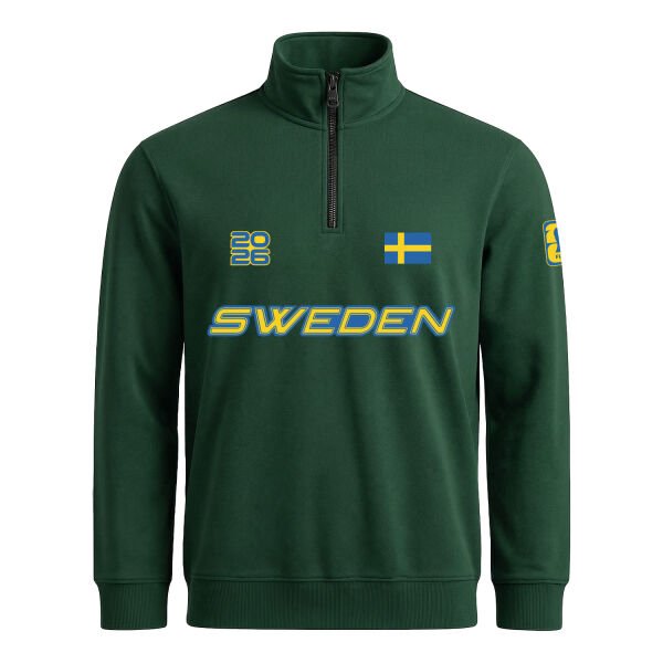 İsveç 2026 Yarım Fermuarlı Sweatshirt L - Nefti Yeşili