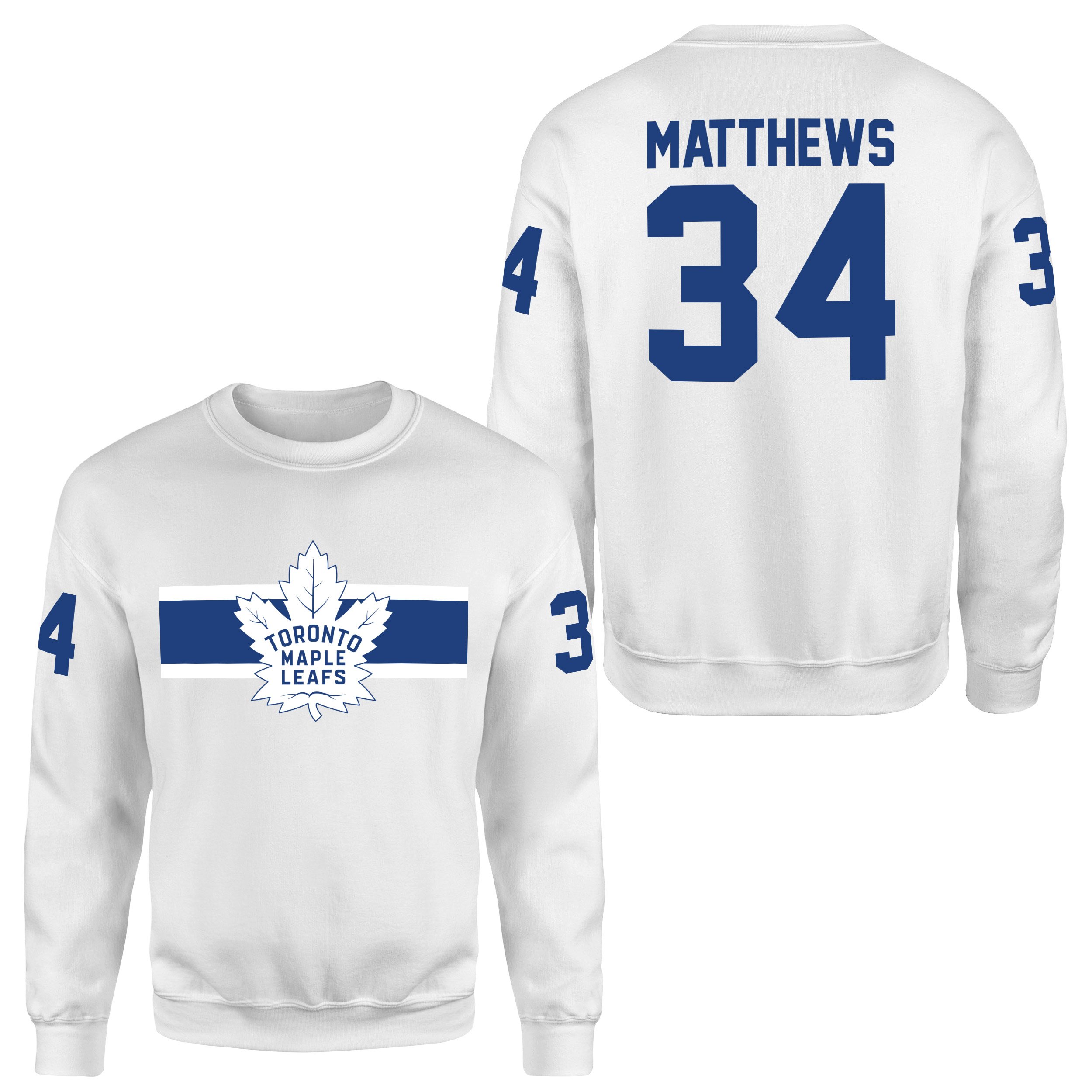 Auston Matthews Toronto Maple Leafs B NHL Jersey Sweatshirt XXL - Beyaz