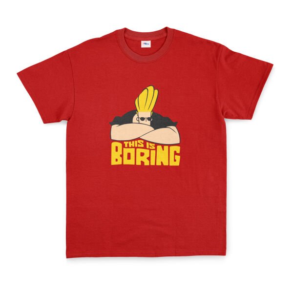 This is Boring | Johnny Bravo Tişört L - Kırmızı