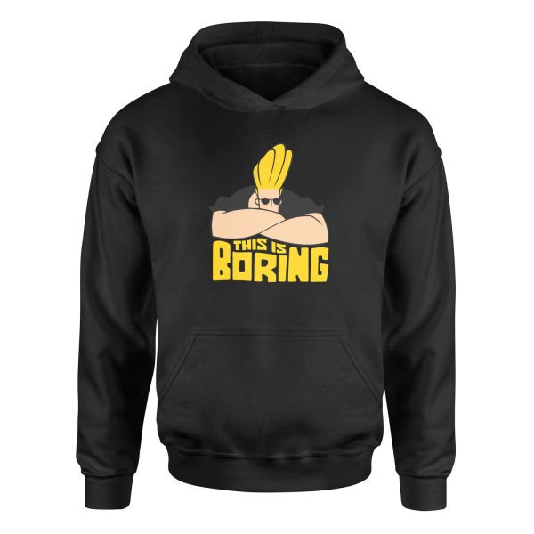This is Boring | Johnny Bravo Hoodie L - Siyah