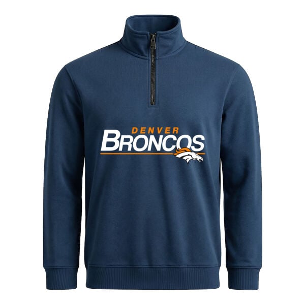 Denver BRONCOS Yarım Fermuarlı Sweatshirt XL - İndigo Mavisi