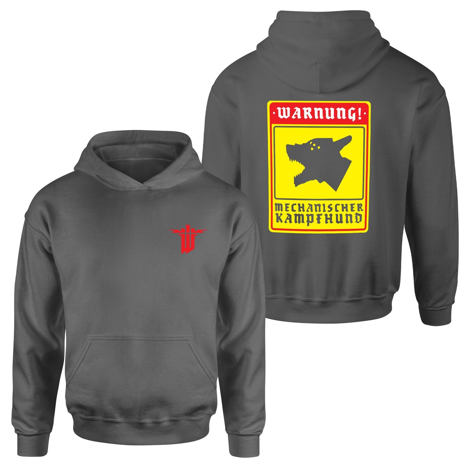 WARNUNG! Mechanischer Kampfhund | Wolfenstein Hoodie M - Füme