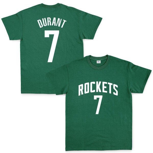 Kevin Durant 7 Rockets Jersey Tişört XL - Nefti Yeşili