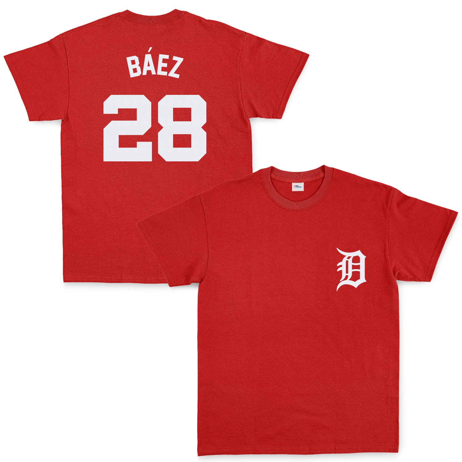 Javier Baez 28 Detroit Tigers Jersey Tişört M - Kırmızı