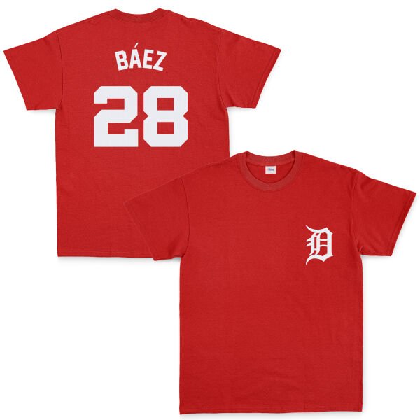 Javier Baez 28 Detroit Tigers Jersey Tişört M - Kırmızı