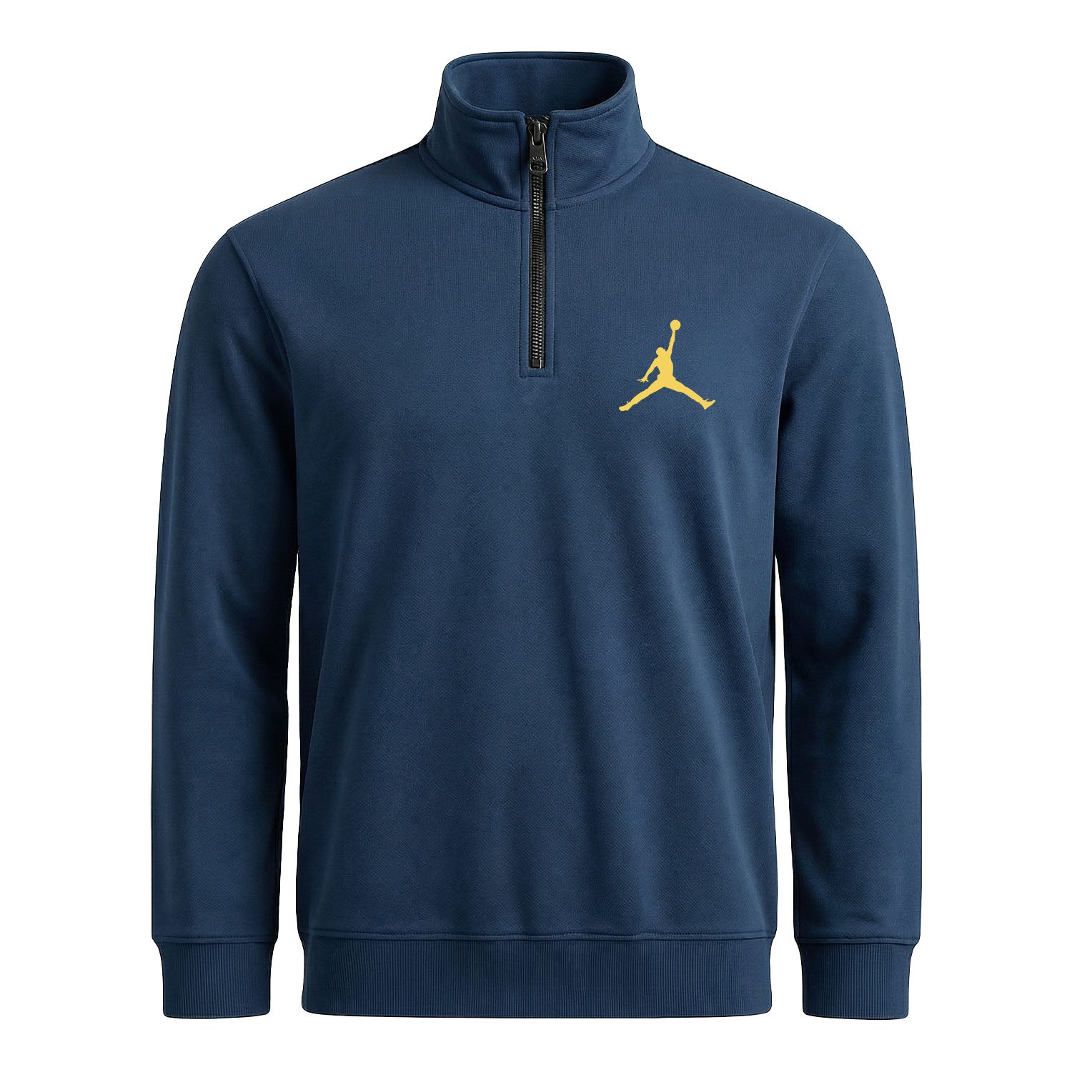Air Jordan Gold Stroked Yarım Fermuarlı Sweatshirt L - İndigo Mavisi