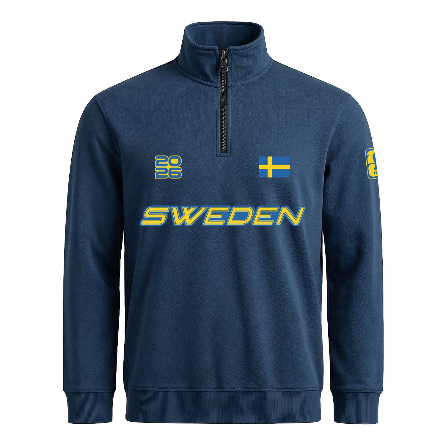 İsveç 2026 Yarım Fermuarlı Sweatshirt XL - İndigo Mavisi