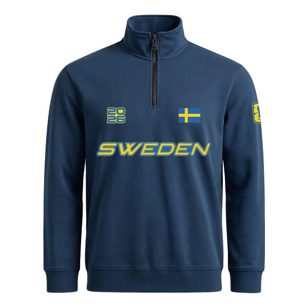 İsveç 2026 Yarım Fermuarlı Sweatshirt XL - İndigo Mavisi