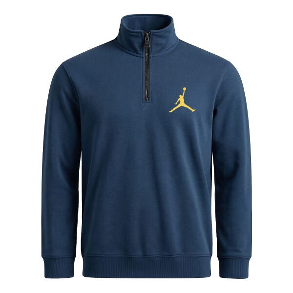 Air Jordan Gold Stroked Yarım Fermuarlı Sweatshirt XL - İndigo Mavisi