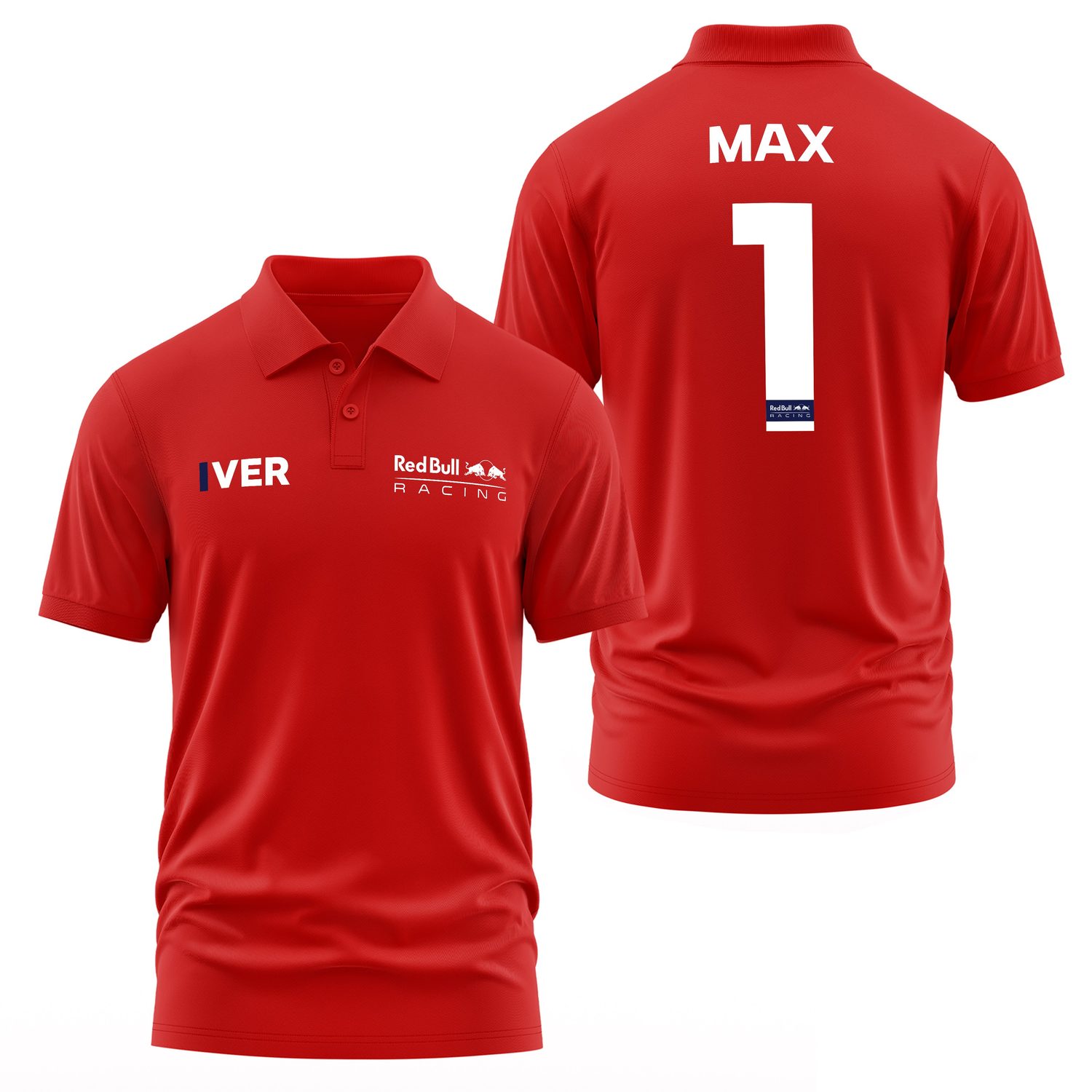 Max Verstappen Red Bull Racing White #1 Polo Tişört XXL - Kırmızı