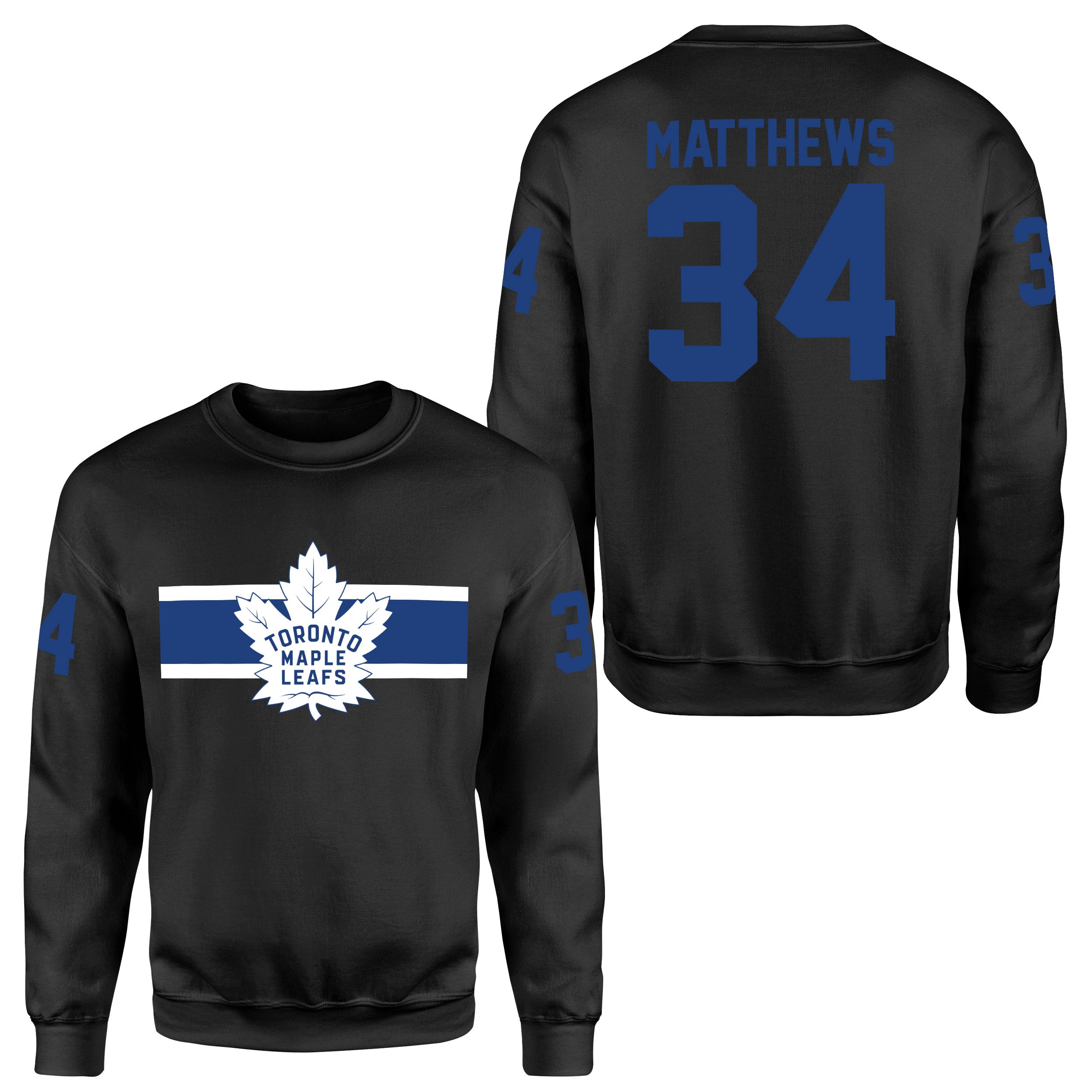 Auston Matthews Toronto Maple Leafs B NHL Jersey Sweatshirt XL - Siyah