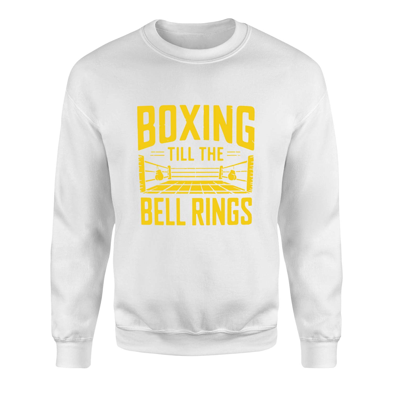 Boxing Till The Bell Rings Sweatshirt L - Beyaz