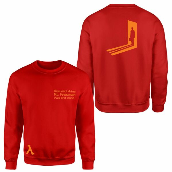 Rise and Shine Mr. Freeman | Half-Life Sweatshirt M - Kırmızı