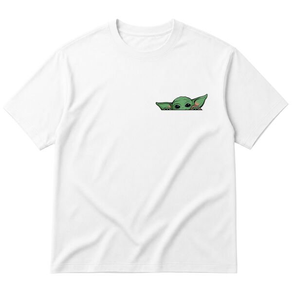 Baby Yoda Oversize Tişört S - Beyaz