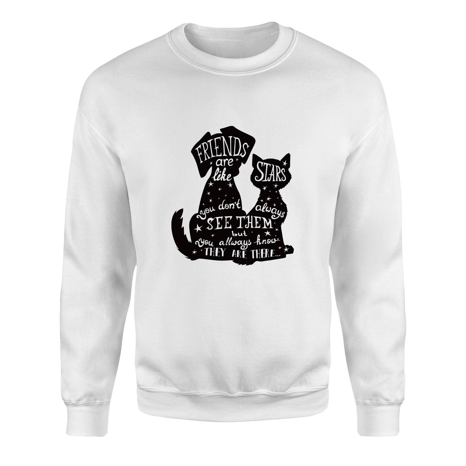 Friends are Like Stars Sweatshirt XL - Beyaz