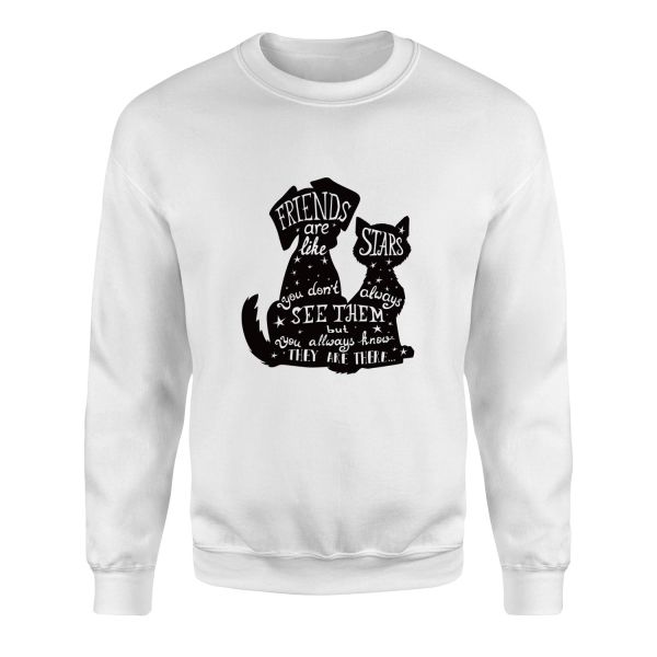 Friends are Like Stars Sweatshirt XL - Beyaz