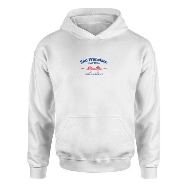 San Francisco, California Hoodie L - Beyaz