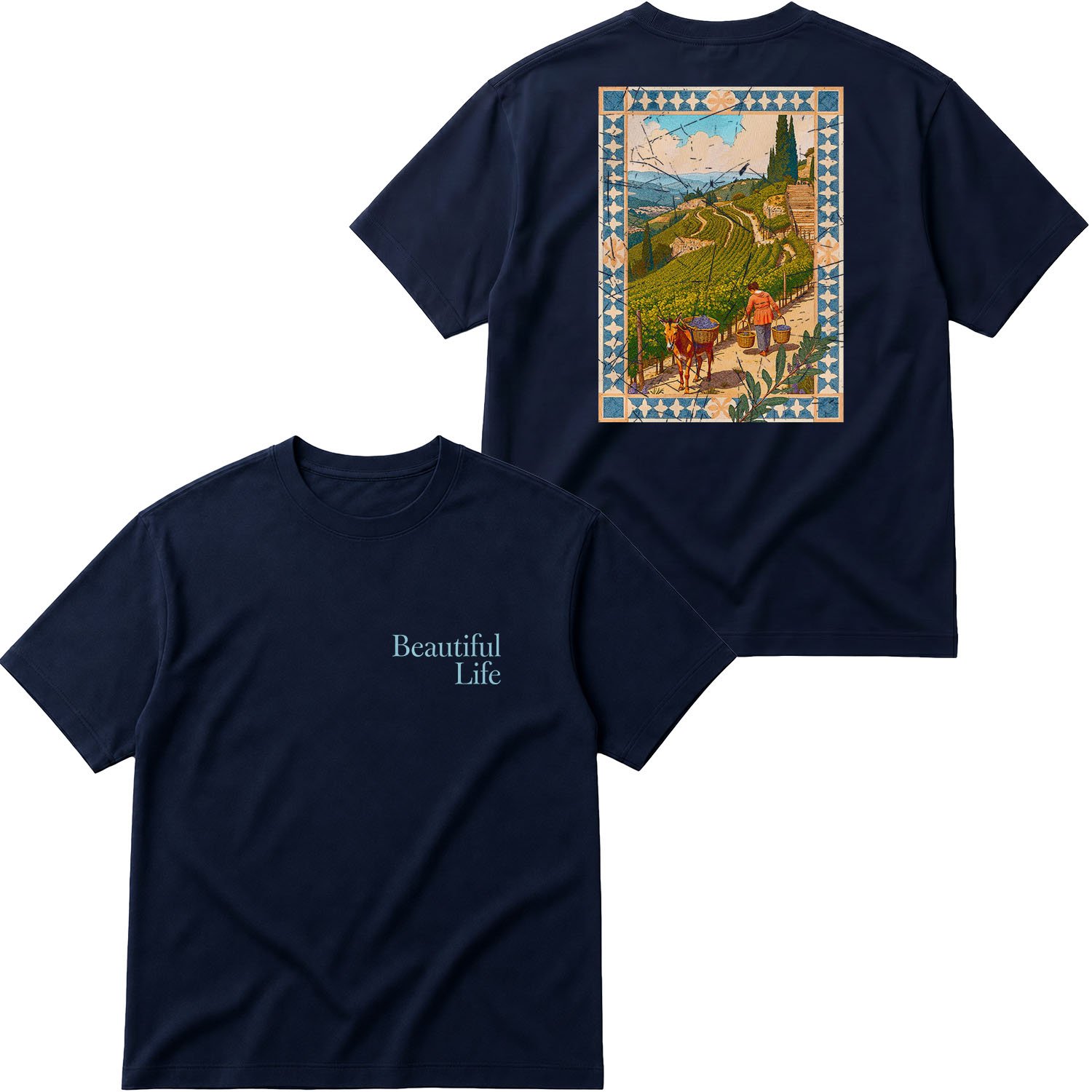 Beautiful Life Textured Oversize Tişört S - İndigo Mavisi