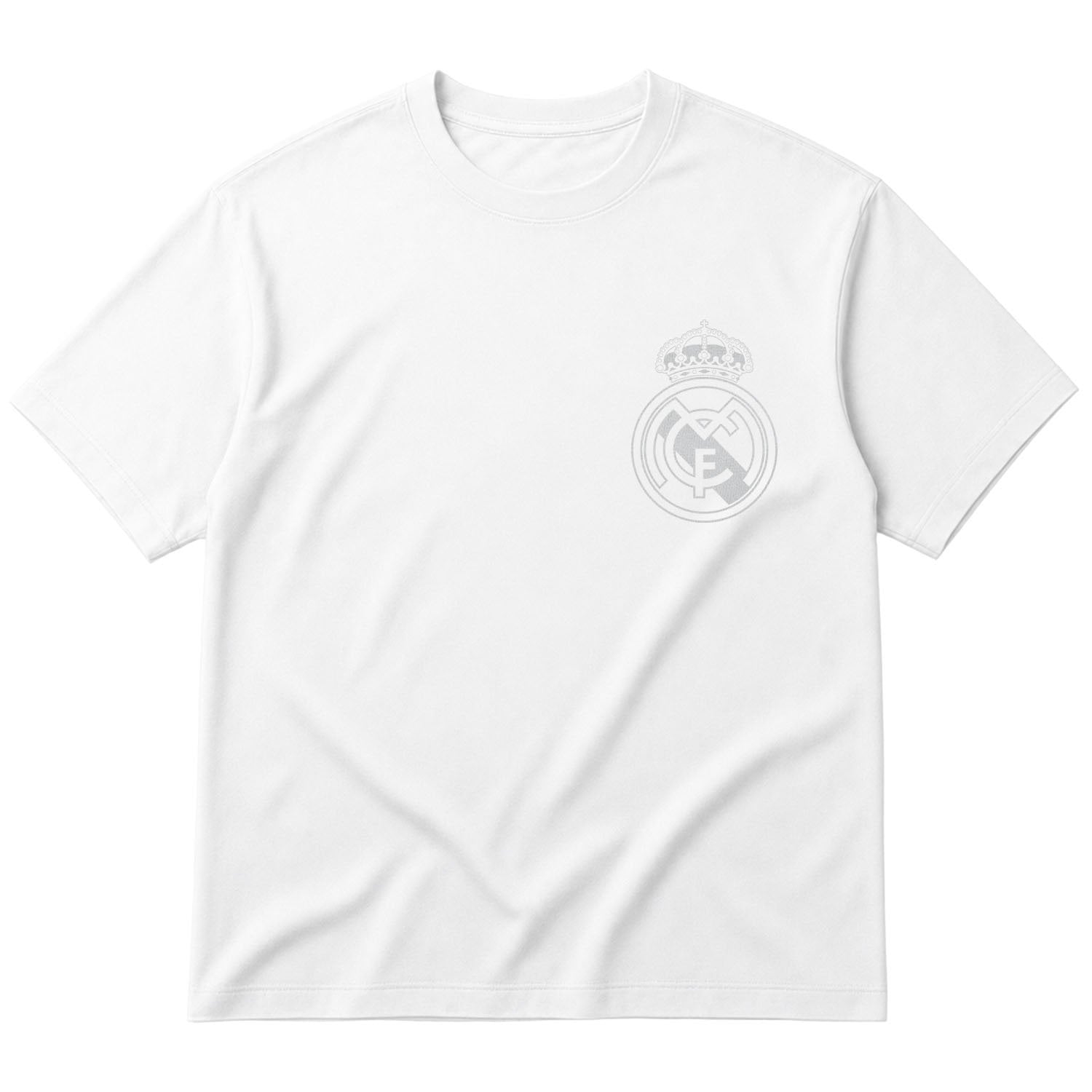 Real Madrid Badge Oversize Tişört L - Beyaz