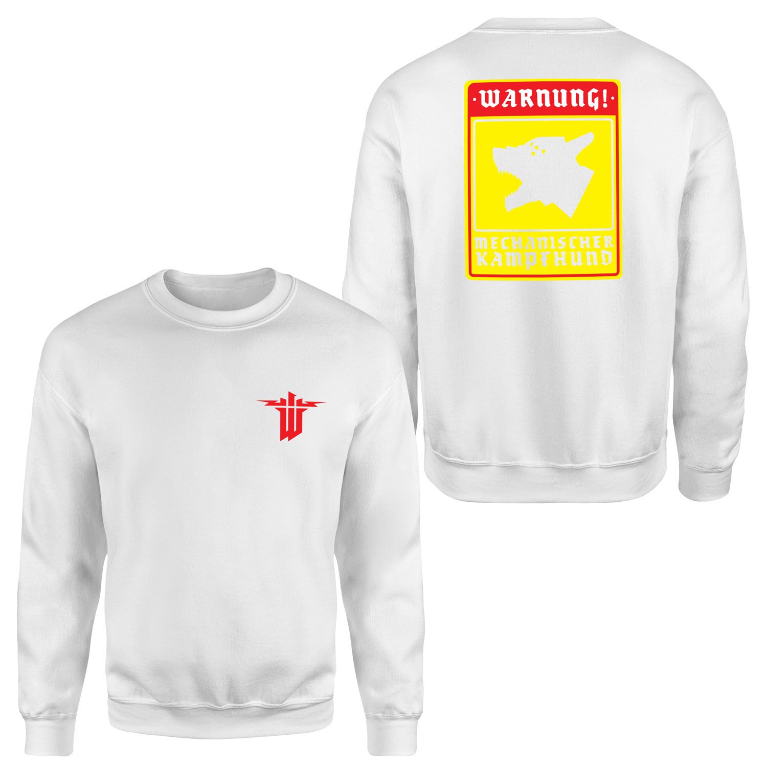 WARNUNG! Mechanischer Kampfhund | Wolfenstein Sweatshirt XXL - Beyaz