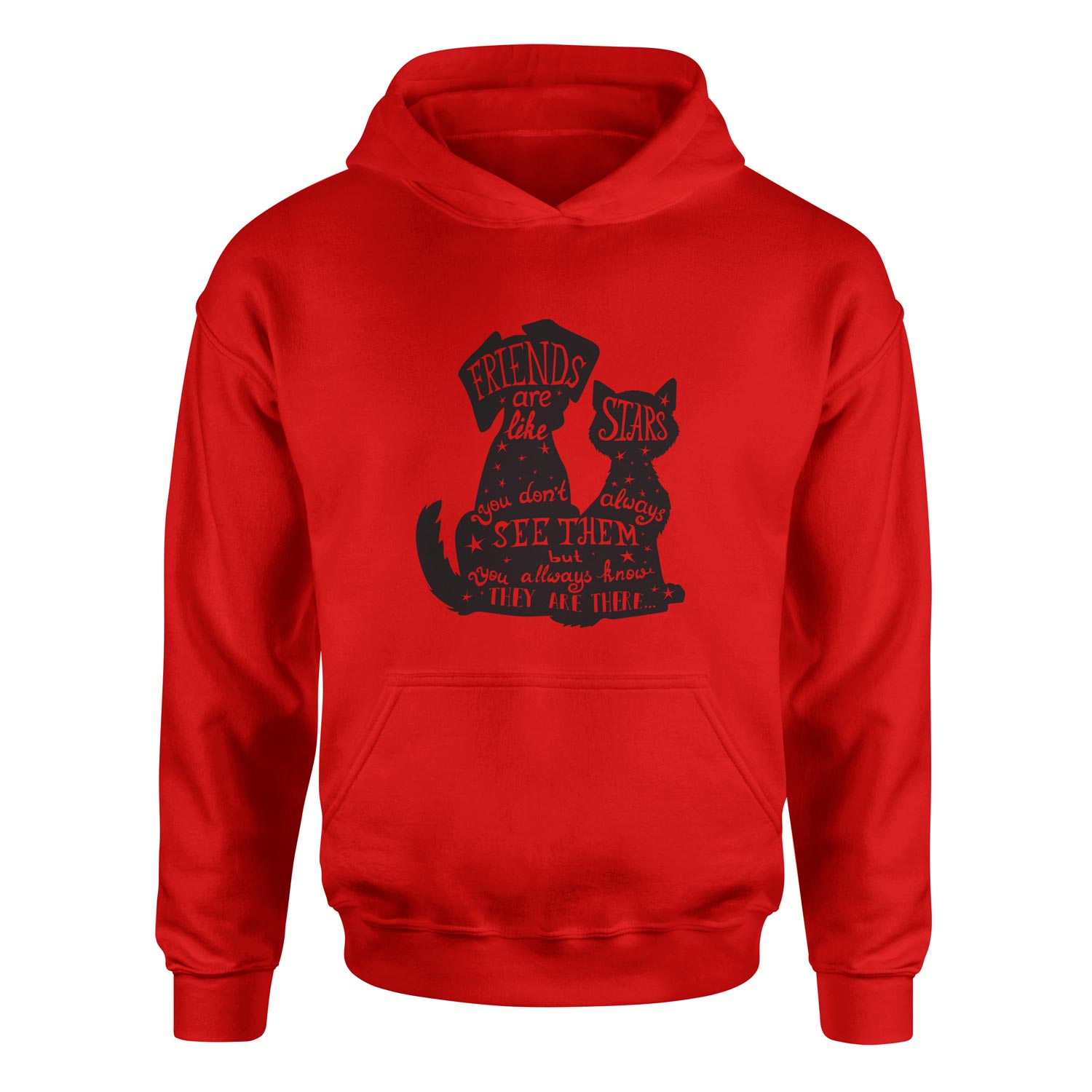 Friends are Like Stars Hoodie XL - Kırmızı