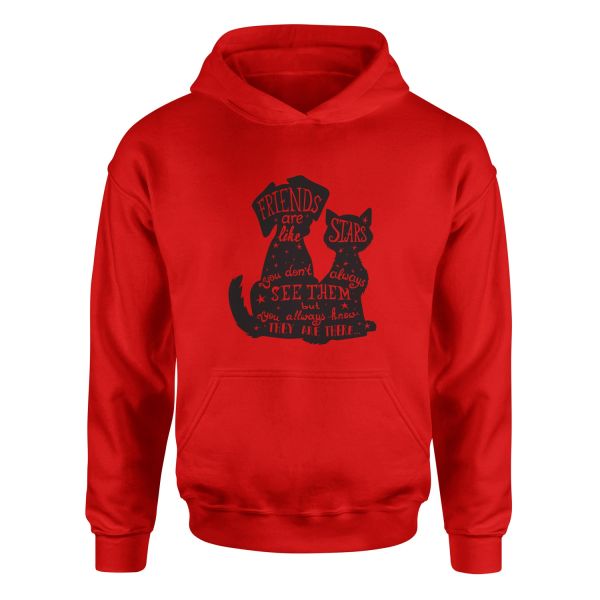 Friends are Like Stars Hoodie XL - Kırmızı