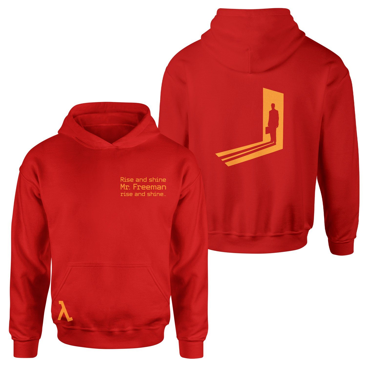 Rise and Shine Mr. Freeman | Half-Life Hoodie XL - Kırmızı