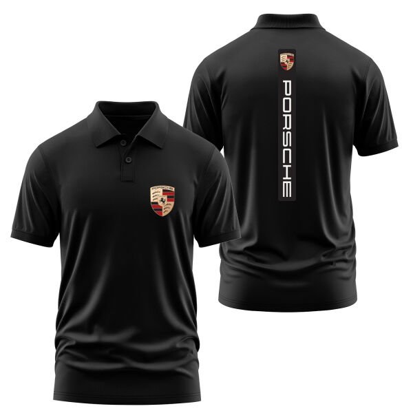 Porsche V Graphic Black Polo Tişört L - Siyah
