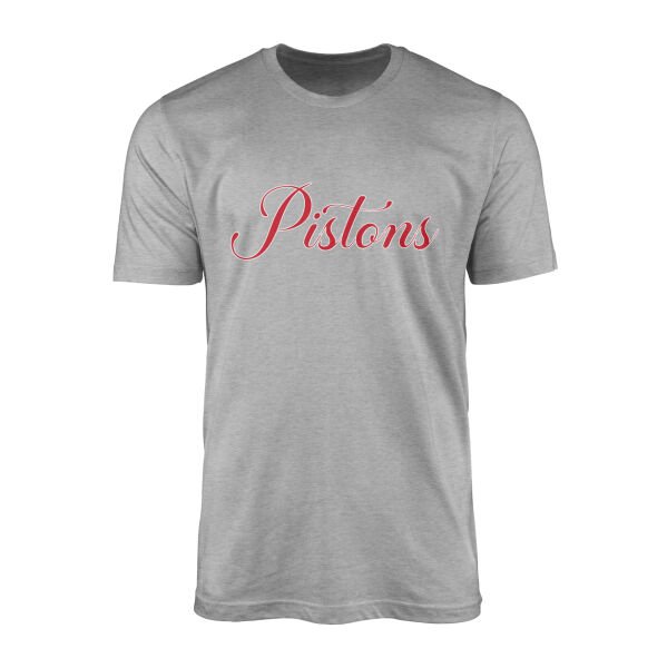 Pistons Cursive Tişört L - Gri