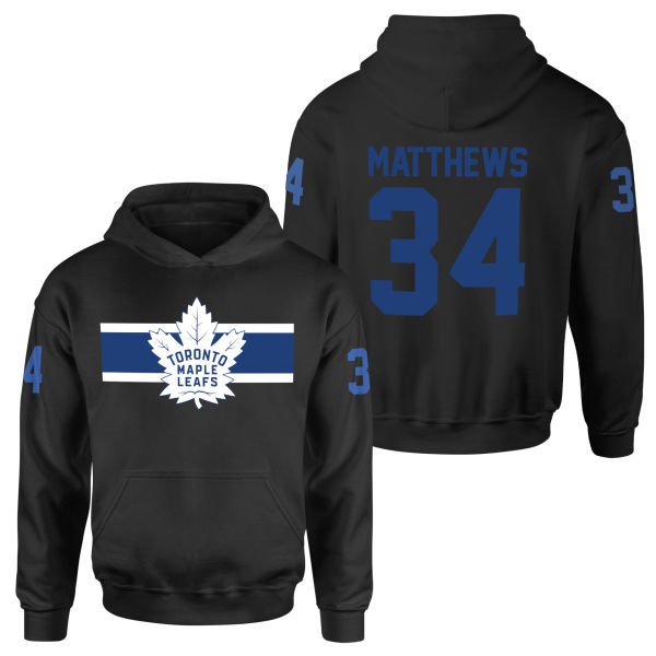 Auston Matthews Toronto Maple Leafs B NHL Jersey Hoodie L - Siyah