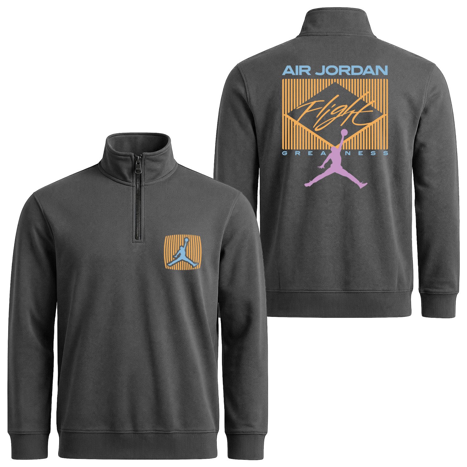 Flight Jordan Pastel Yarım Fermuarlı Sweatshirt L - Füme