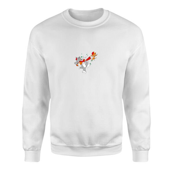 Tom vs Jerry Sweatshirt S - Beyaz