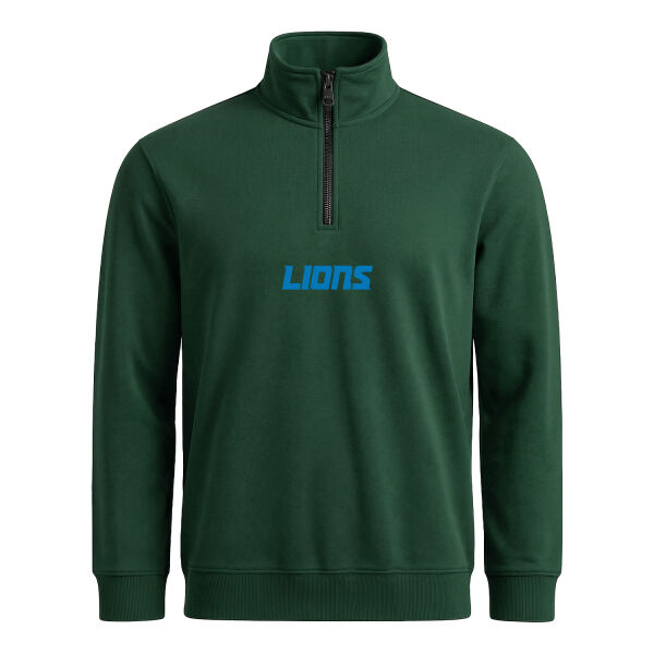 DET LIONS Iconic Yarım Fermuarlı Sweatshirt XL - Nefti Yeşili