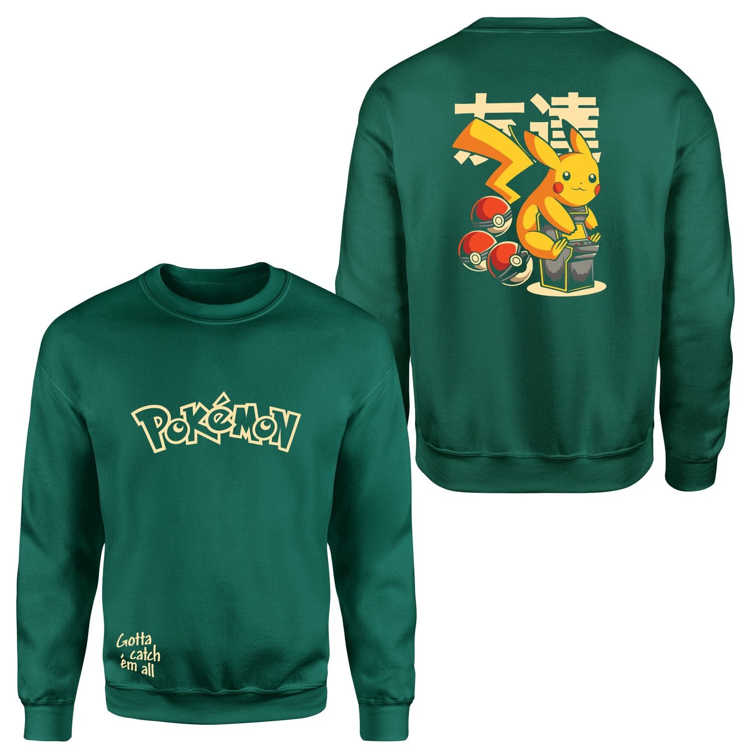 POKEMON Pikachu SE Sweatshirt S - Nefti Yeşili