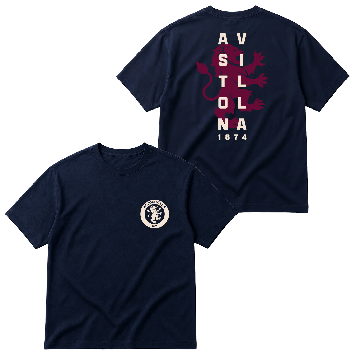 Aston Villa 1874 Heritage Oversize Tişört L - İndigo Mavisi