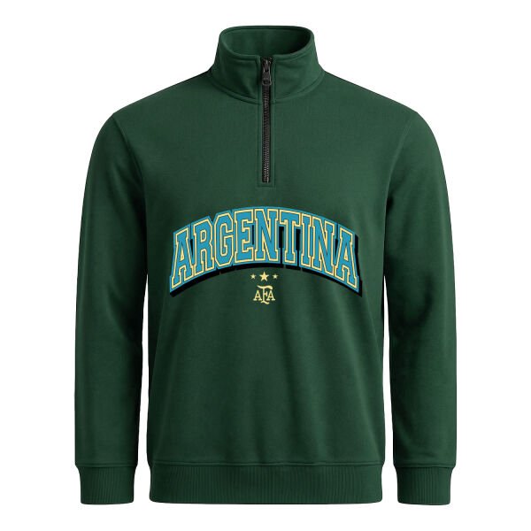 Arjantin 2026 Varsity Yarım Fermuarlı Sweatshirt S - Nefti Yeşili