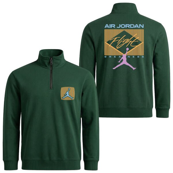 Flight Jordan Pastel Yarım Fermuarlı Sweatshirt XL - Nefti Yeşili