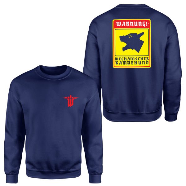 WARNUNG! Mechanischer Kampfhund | Wolfenstein Sweatshirt XXL - Lacivert