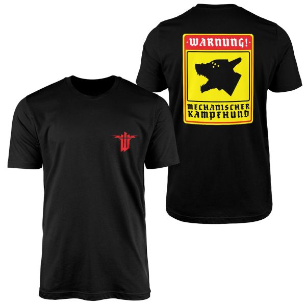 WARNUNG! Mechanischer Kampfhund | Wolfenstein Tişört XL - Siyah