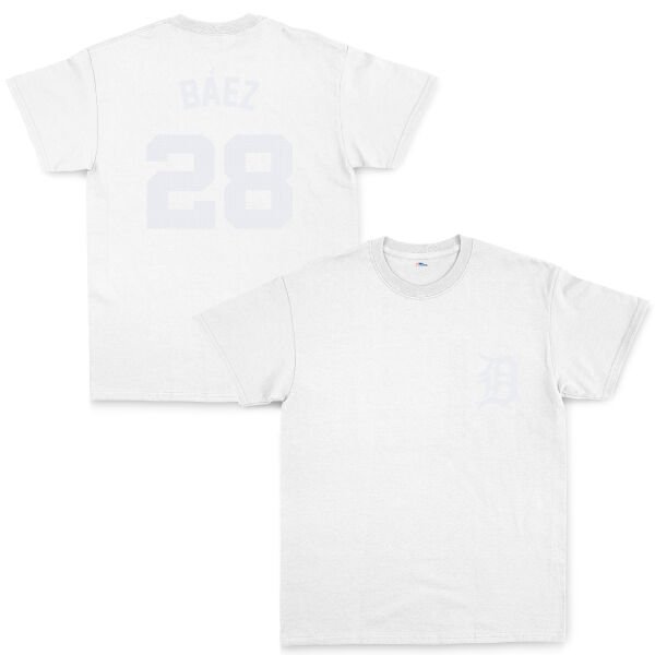 Javier Baez 28 Detroit Tigers Jersey Tişört M - Beyaz