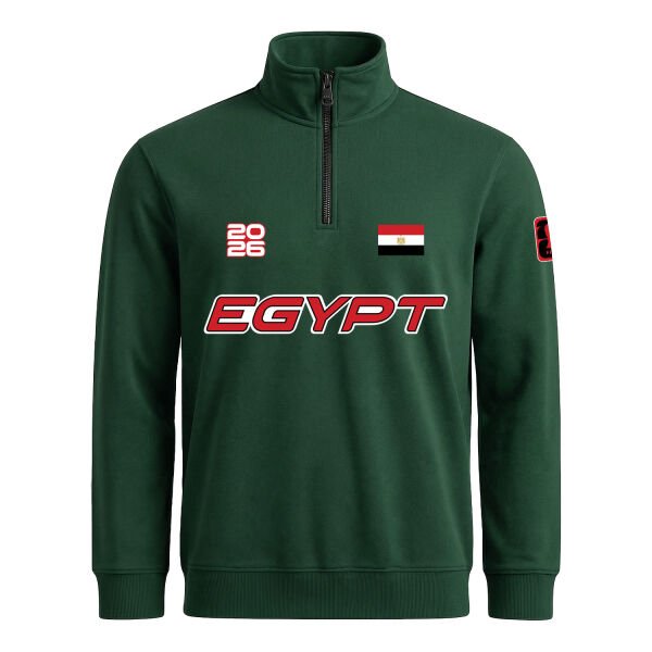 Mısır 2026 Yarım Fermuarlı Sweatshirt XL - Nefti Yeşili