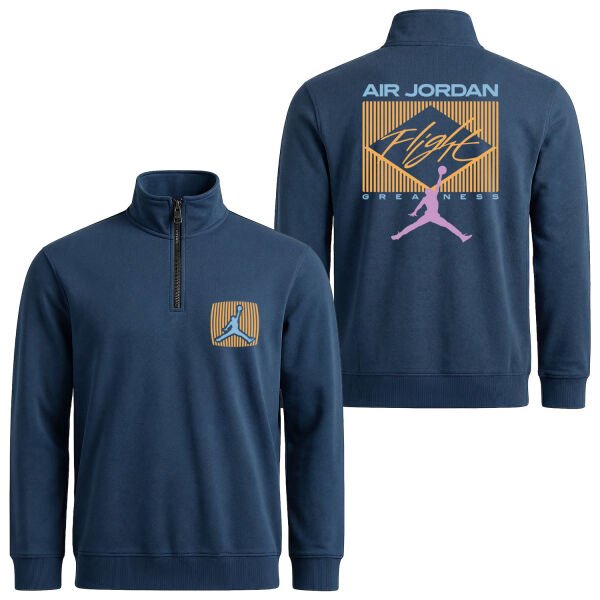 Flight Jordan Pastel Yarım Fermuarlı Sweatshirt S - İndigo Mavisi