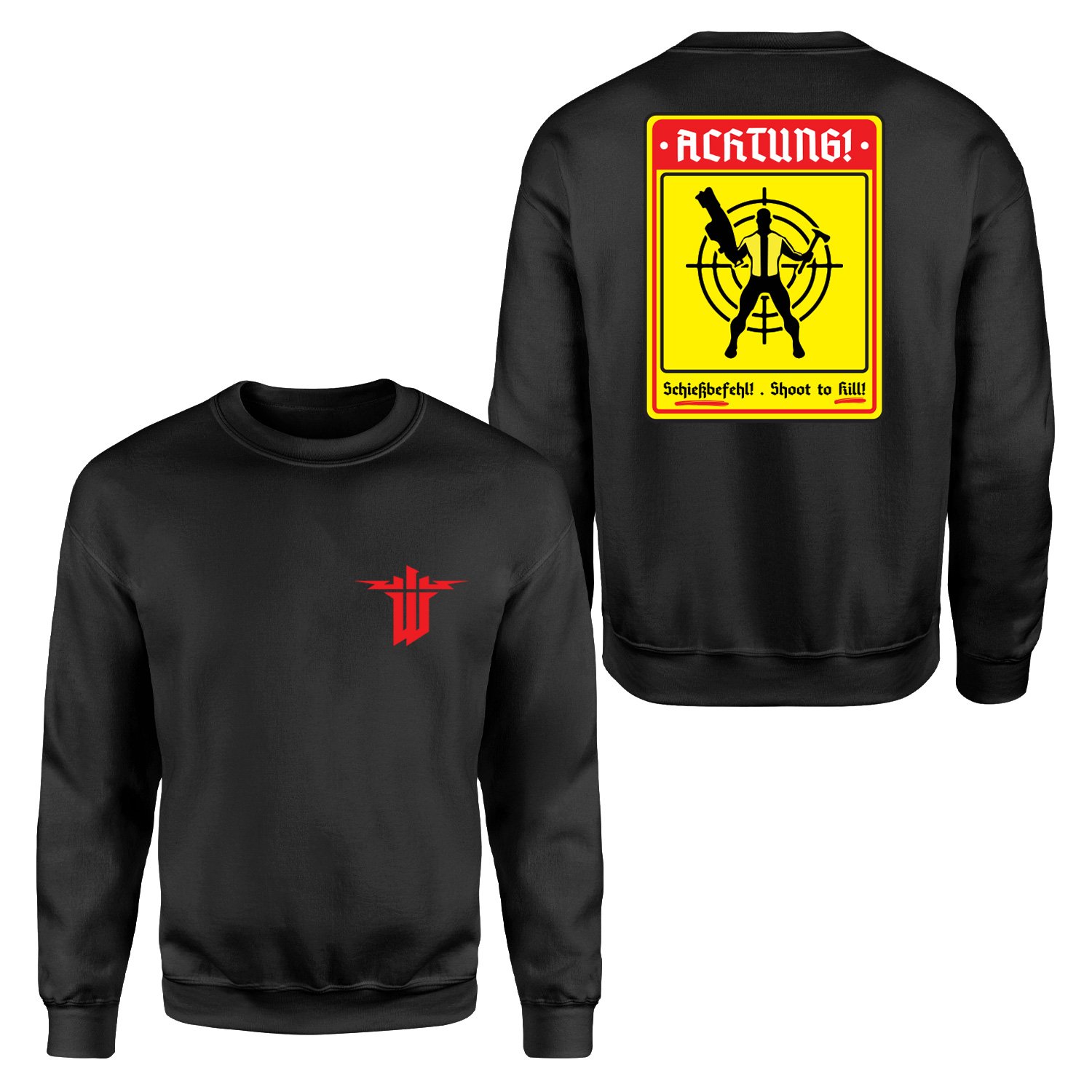 Achtung Schießbefehl! | Wolfenstein Sweatshirt XXL - Siyah